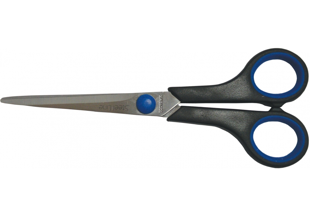 Канцелярскі ножиці ECONOMIX 17 см гумові вставки, чорні(E40402)